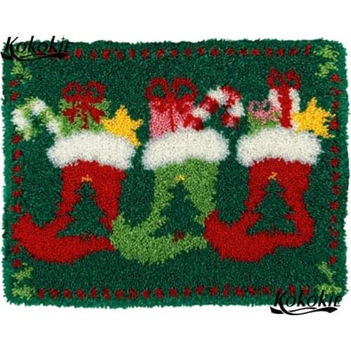 Christmas socks decor for home diy tapijt latch hook rug canvas printing vloerklee foamiran for needlework carpet embroidery kit
