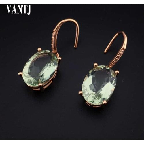 Green Amethyst Dangle Earrings Sterling 925 Silver Natural Gemstone for Women Wedding Anniversary Party Jewelry Gift