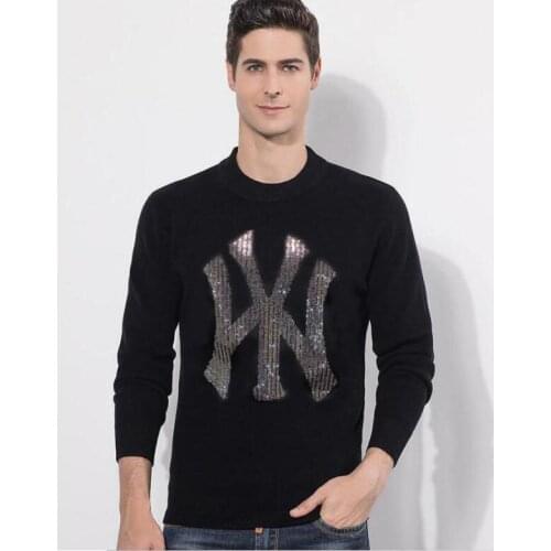 Europe design Features sweaters Men Casual Long Sleeve Casual Slim Fit Male sweater Rhinestone style