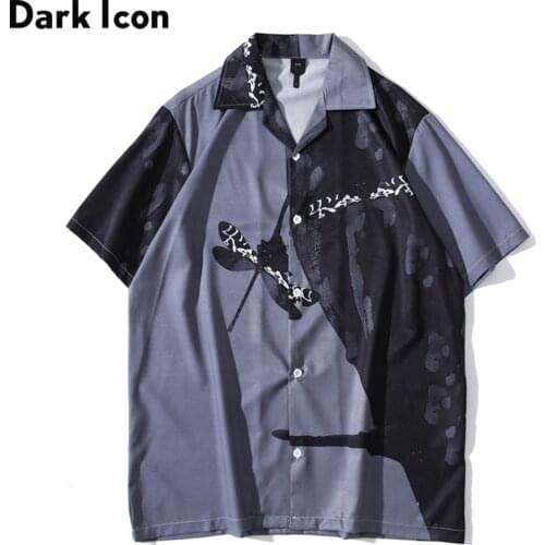 Dark Icon Summer Hawaii Shirt Men Light Weight Cool Material Mens Shirts Man Top