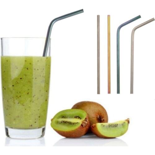 Ultralight Titanium straws with cleaner brush bend Straight straw Outdoor kitchen drinking family and holiday gift straws