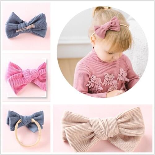 Corduroy Baby Headband Toddler Girl Bows Elastic Hair bands Children Baby Accessories Hair Clips Nylon Headbands For Girls Kids