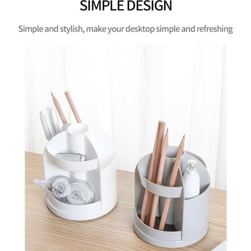 Rotating Pen Holder Organizer Multi-Purpose Desktop Plastic Storage Box Office Stationery Case