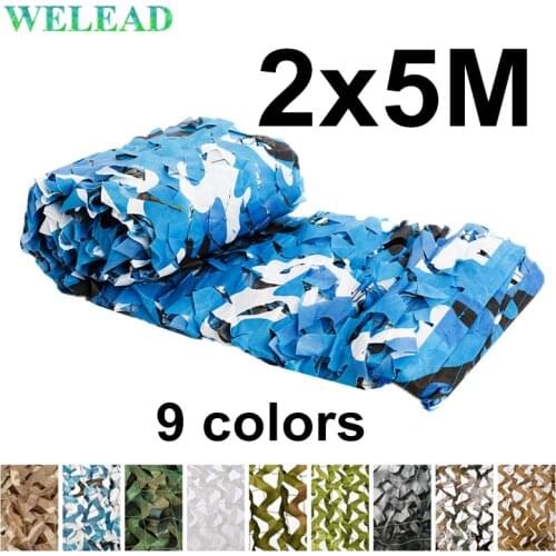 WELEAD 2x5M Reinforced Camouflage Nets Military White Black Blue for Garden Shade Outdoor Awnings Hide Mesh 2x5 5x2 2*5M 5*2M