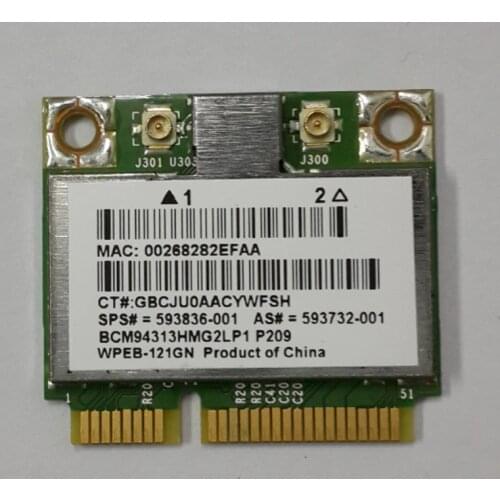 BCM94313HMG 802.11b/g/draft-n WiFi adapter For 6460b 2560b 8560p g72 mini110 210 Series, 593836-001