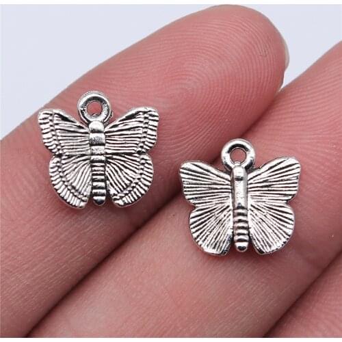 WYSIWYG 20pcs 12x13mm KC Gold Color Antique Silver Color Butterfly Charms For Jewelry Making DIY Jewelry Findings