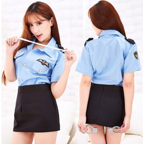 Woman Sexy Police Uniform Suit Cosplay Costume Bikini Erotic Transparent Clothes Stockings Couple Flirt Seduction Adult Costume