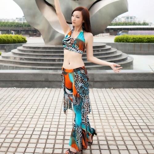 2021 New 604# Belly Dance Dress Women Bare Back Design Tops Colorful Pants Latin Dance Dress Performance Modern Dancing Dress