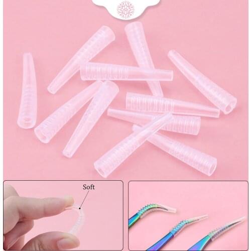 10/50 Pcs Grafting Eyelashes Tweezers Silicone Covers Tweezers Tips Protect Case Prevent Tweezer From Hit Lashes Auxiliary Tools