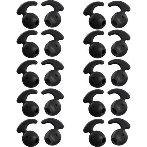 10 pairs ofReplacement Ear Hooks Tips Silicone Ear Gels Buds for Samsung Galaxy S7/S7 Edge /S6/S6 Edge Sports Earbuds (Black)