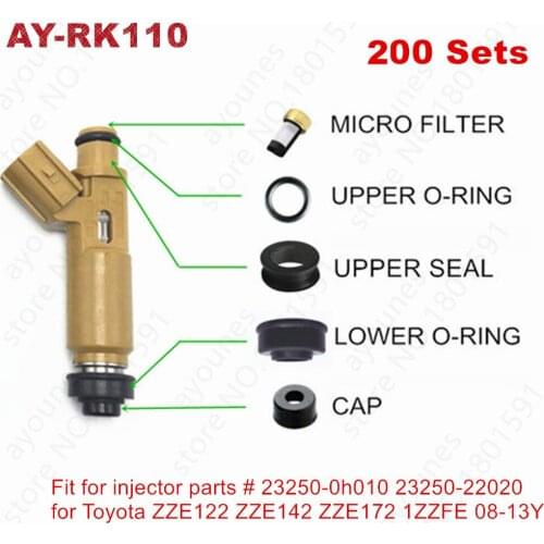 200sets fuel injector repair kits for Toyota Corolla Avensis Celica RAV4 ZZE1222 ZZE142 ZZE172 1ZZFE 08-13 Engines (AY-RK110 )