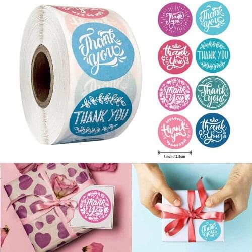 500Pcs/roll 2.5cm Thank You Paper Sticker for Party Wedding Envelope Gift Packaging Sealing Label Decoration