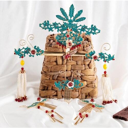 Han Chinese clothing costume accessories antiquity Coronet hair step shake fringed costume headdress bride crown hair suit