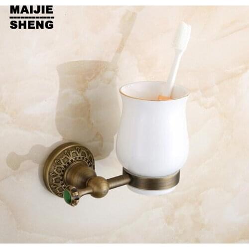 Accessory sanitary ware bathroom furniture toilet Brass antique brown single tumbler cup holder toothbrush holder bathroom