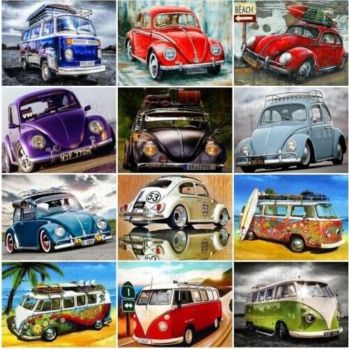 Diy 5D Diamond Painting Car Scenery Cross Stitch Scenery Full Round Diamond Embroidery Mosaic Picture Rhinestone Home Decoration
