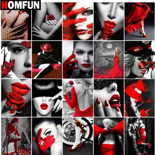 HOMFUN Diamond Painting Cross Stitch "Woman portrait theme" Full Square Round Diy 5d Diamond Embroidery Picture Rhinestone Art