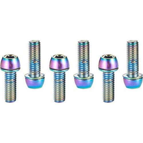 New 6pc/set M5x18mm Bicycle Stem Bolts Ti Titanium Road Bike Ultralight Stem Screw With Washers Gasket Bicycle DIY Part Stem MTB