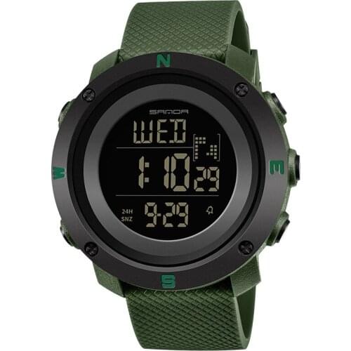 Sanda Brand Women Men Sports Watches Couple Lover Wristwatch PU Military Stopwatch Date Week Clock Waterproof Digital Led Watch
