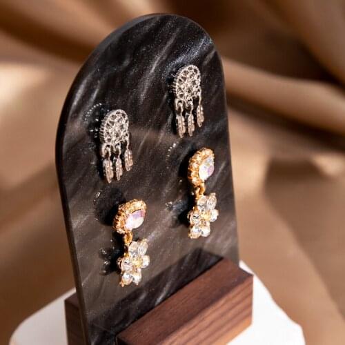 Acrylic Earrings Display Card Colorful Earrings Display Holder Solid Wood Ring Tray