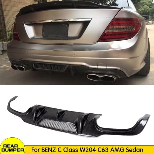 Carbon Fiber Rear Bumper Lip Diffuser For Mercedes Benz C-Class W204 C63 AMG C300 c180 c200 c250 C350 Sports Sedan 2012-2014