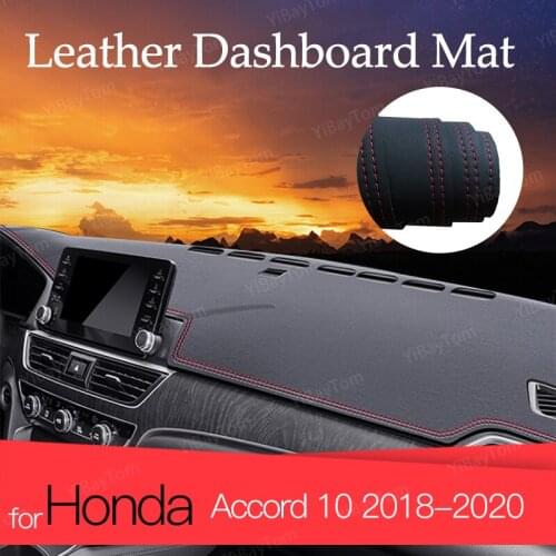 For Honda Accord 2018 2019 2020 Anti-Slip Leather Anti-uv Mat Dashboard Cover Pad Dashmat Protect Dash Carpet Accessories 10