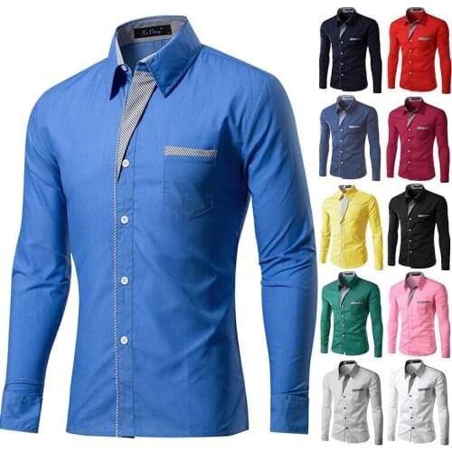 Men Shirts Europe Size New Arrivals Slim Fit Solid Long Sleeve British Style Cotton US Plus Size S-4XL