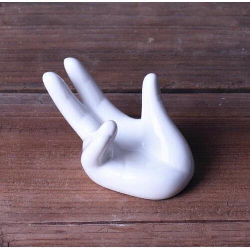 Hand Shape Ceramic Egg holder for Breakfast Ocarina Collector photograph display stand home decoration tea SN1230
