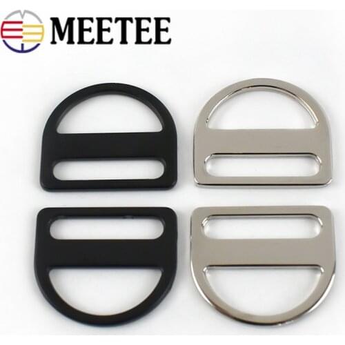 Meetee 10pcs ID25mm Metal D-shaped Tri-Glide Buckle D Hooks Half-round Ring Clasp DIY Bag Strap Hanging Ring Buckles Accessories