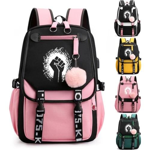 Fashion Printed Women Backpack for Girls Usb Charging Backpack Laptop Travel Bag Teenager Student Book Bag Fist School Bags
