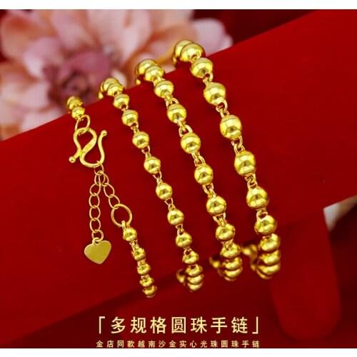 FASHION 18K GOLD BRACELETS FOR WOMEN MEN SMOOTH SOLID BUDDHA BEADS BRACELET JEWELRY FOR BOYFRIEND GIRLFRIEND LUCKY BIRTHDAY GIFT