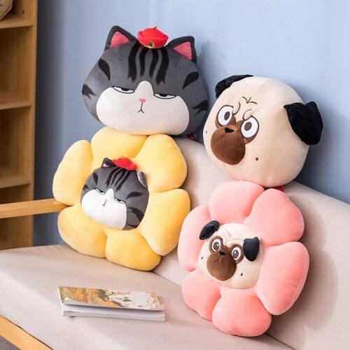 Cartoon Cat Dog Toys Stuffed Animals Pillow Soft Cute Big Seat Cushion Kawaii Room Decor Funny Face Girl Companion Birthday Gift
