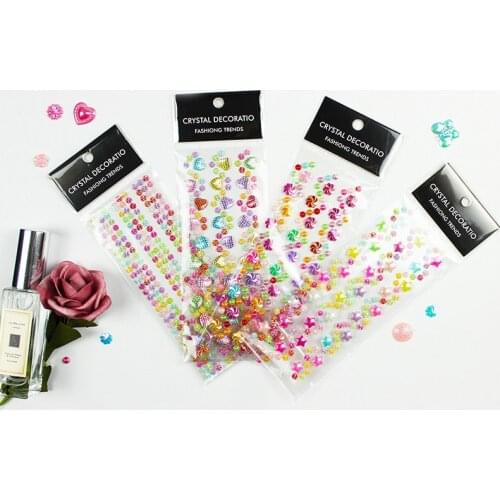 Tattoo sticker Acrylic crystal 3 lines in 1sheet Self-adhesive Mixed Rhinestones Diamond decoration drill stickers