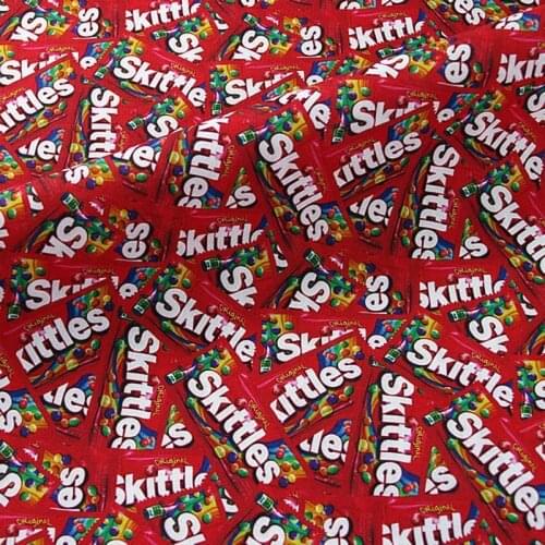 Cartoon Skittles Design 100% Cotton Fabric for Kids Clothes Home Textiles Cloth Slipcover Cushion Cover DIY Sewing Material