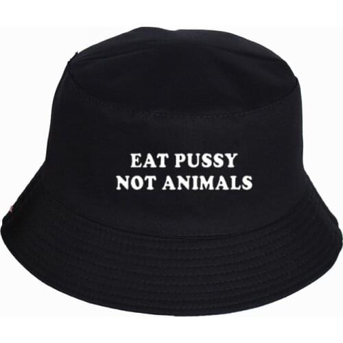 2019 new eat pussy its vegan print Print Mens Womens Panama Bucket Hat High Quality novel Cap Sun Visor Fishing Fisherman Hat