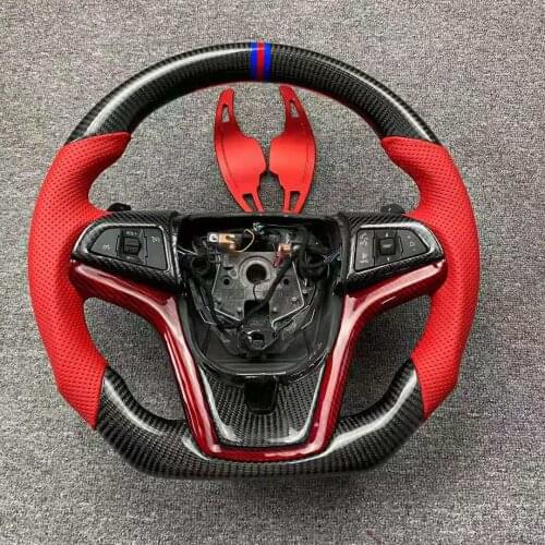 Cuatomized Gloss Carbon Fiber Steering Wheel Perforated Leather compatible for Chevrolet Malibu 2016-2020