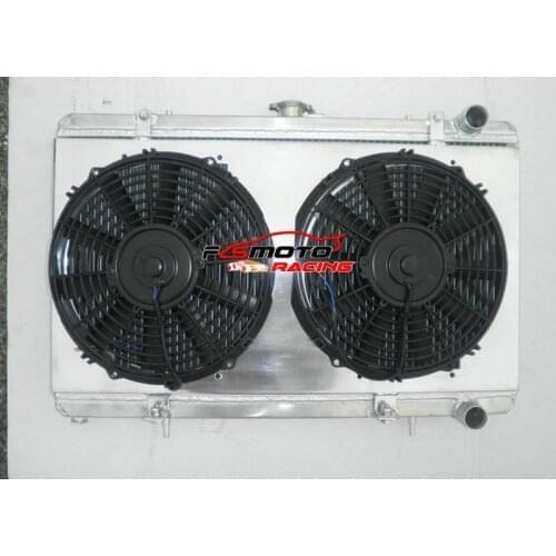 Aluminum Racing Radiator + Shroud + FAN For Nissan Silvia S13 CA18DET CA18 Turbo MT Manual