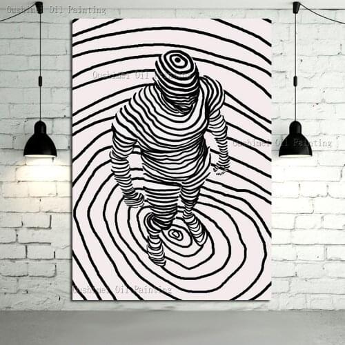 Superb Artist Hand Painted High Quality Abstract Man Portrait Oil Painting Black and White Art Painting For Wall Decoration