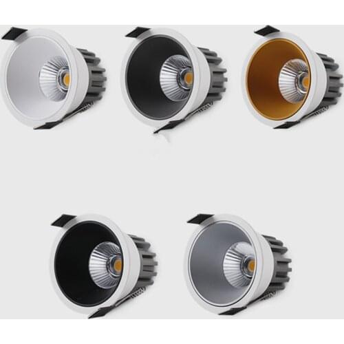 Dimmable Recessed Anti Glare COB LED Downlights 7W9W/12W/15W LED Ceiling Spot Lights AC85~265V Background Lamps Indoor Lighting