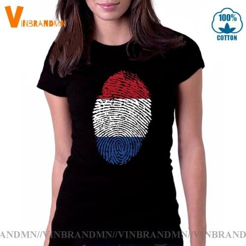Retro Vintage Holland Thumbprint T-shirt Patriotic heart Tee shirt Casual Top Tee Comic Netherland Flag Fingerprint T shirt