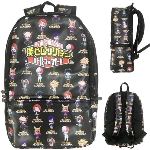 Anime My Hero Academia Backpack Bookbag PU School Bag Laptop Knapsack Bag Travel Bags for Girls Boys Students Bag Cosplay Gift