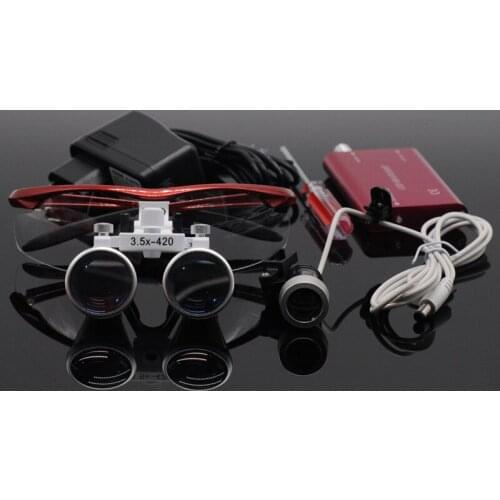 Dentistry Surgery 3.5X Magnification Binocular Magnifier & Headlight LED Light For Lab Equipment