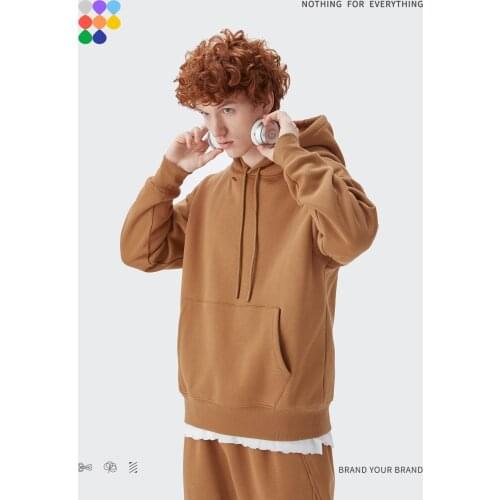 INFLATION Mens Thick Fleece Hoodie Unisex Fashion Oversized Hoodie Couple Multicolors Plain Warm Hooded Sweatshirts Men Pullover