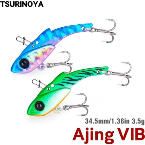 TSURINOYA HOT Metal VIB Fishing Lure 3.45cm 3.5g Mini Vibration Hard Baits for Saltwater AJING Trout Full Swimming Layer Lure