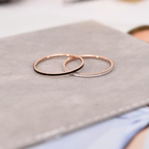 YUN RUO Modern Fashion Super Thin Wide 1 MM Tail Ring Ladys Gift for Woman Rose Gold Color Titanium Steel Jewelry Never Fade