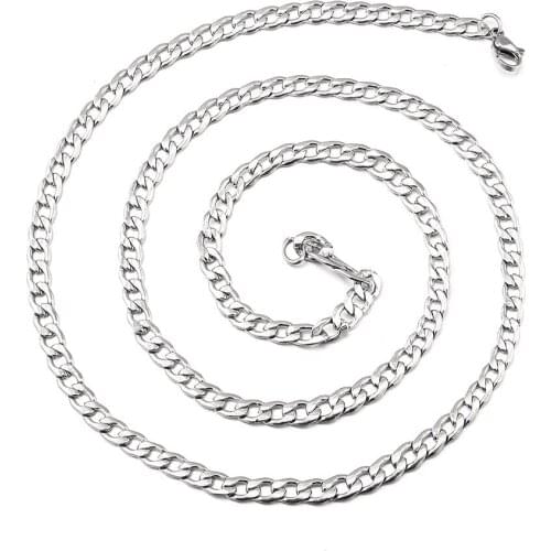 XLLD Stainless Steel Chain Necklace Long Hip Hop Cuban Chains On The Neck Fashion Jewelry for Women Men Accessories Friends Gift