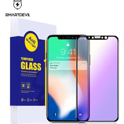 SmartDevil Anti-blue Light For Iphone 7 8 Plus 6S Plus Screen Protective Film Plus Full Coverage Tempered Glass Phone Protector