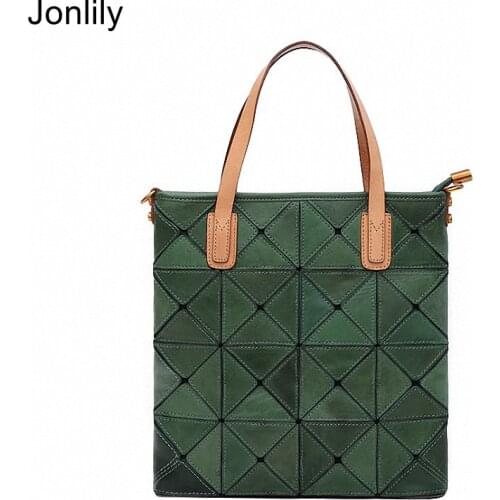Jonlily Women Genuine Leather Shoulder Bag Retro Elegant Totes Handbag Crossbody Messenger Bags Teens Daybag Purse -KG601