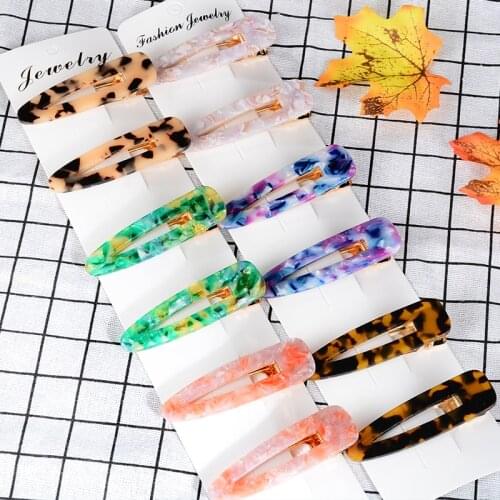 2019 Fashion Women Girls Acrylic Tortoiseshell Hollow Hair Clips Hairpins Vintage Geometric Gold Barrettes Hair Accessories