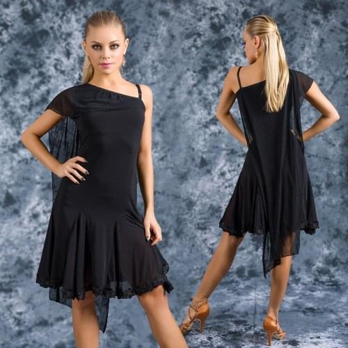 2020 Modern Latin Competition Dress Sexy Split Net Yarn Dress For Woman Ballroom Salsa Practice Wear Stage Dance Outfit DL5954