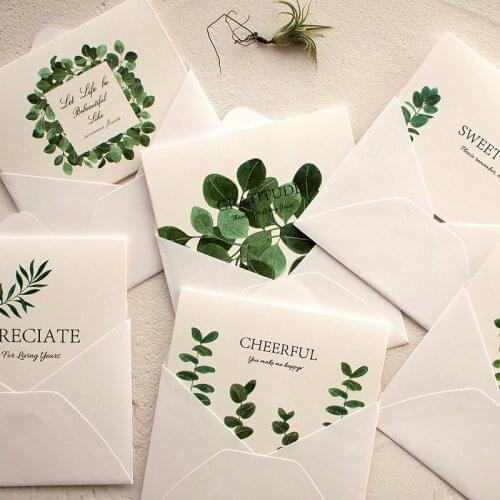 10pcs Simple and Fresh Invitation Card Christmas Birthday Wishes Thanksgiving Postcard Handwritten Card Party Supply